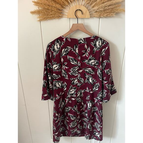 Hobbs London Layla Floral Shift Mini Dress Size 8 Burgundy Red - Picture 9 of 11